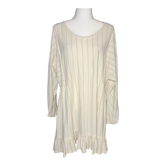 Free People Beach Cream Striped Ruffle Cotton Mini Dress SP - Picture 1 of 5